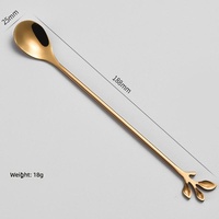 Ensemble de couverts en acier inoxydable de haute qualité, cuillère et couteau dorés en forme de feuille, agitateur à café, cuillère à dessert pour le miel et le yaourt