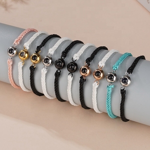 <span class=keywords><strong>Pulsera</strong></span> Trenzada Ajustable Personalizada con <span class=keywords><strong>Foto</strong></span>, Pulseras de Proyección para Parejas con <span class=keywords><strong>Foto</strong></span> - Product Image 1