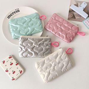 Custom Hot Selling Ins <b>Bow</b> Knot Silver Glossy Surface Makeup Storage Toilet Bag Headphone Data Cable Organizer Change Purse - Product Image 4