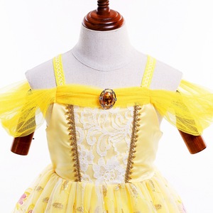 AmzBarley Halloween Cosplay Princesse <span class=keywords><strong>Belle</strong></span> Robe pour Beauty and Beast Movie Costumes Enfants Fancy Birthday Party Robe jaune - Product Image 4