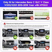 Lecteur multimédia de voiture avec écran tactile Android 12,3 pouces, navigation Google, CarPlay pour Mercedes C W205 GLC X253 2015-2019