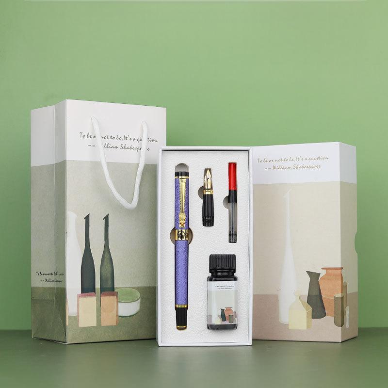 Stylo plume violet + accessoires plume apparente