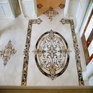 Custom Pattern Inlay Flower Floor Design Decoration Water Jet Marble