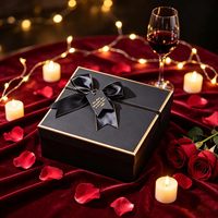 Boîte cadeau noire dorée de luxe avec ruban, emballage cadeau de luxe pour anniversaire, Saint-Valentin, mariage, cosmétiques, parfum
