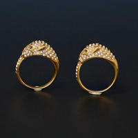 Bague pour femme, design tête de léopard, pierre précieuse verte, yeux en strass, plaqué or 24 carats, acier inoxydable 316L, fabrication
