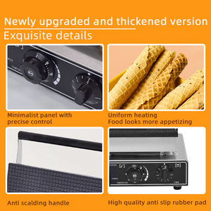 Machine à gaufres commerciale à double tête, ronde, pour rouleaux <span class=keywords><strong>de</strong></span> poulet croustillants, chauffage électromécanique, machine à glace et à croûtes à glace - Product Image 6