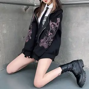 Y2k Hoodie Sweater Zipper Butterfly Women's Goth Punk Hip Hop Hoodies Jackets