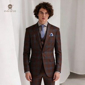 Traje de Hombre de Alta Gama, Tres Piezas, Corte Entallado, Traje de Novio Juvenil <span class=keywords><strong>para</strong></span> Negocios y Ocio, Traje a Cuadros - Product Image 1