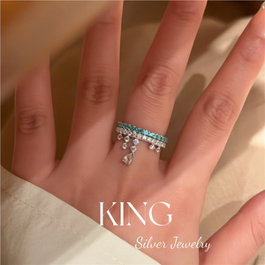Anillo de Plata de Ley S925 King Silver Jewelry con Gema Azul Paraiba en Engaste de Canal, Unisex, para Uso Diario - Product Image 5