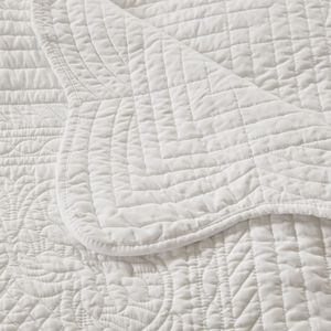 DB Classic White 100% Manta de edredón de algodón de gran tamaño 60x72 \ "Tamaño doble con bordes festoneados Diseño acolchado Técnicas no tejidas - Product Image 2