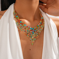 Nouveauté 2028 : Collier ras-du-cou de luxe en or, style vintage, avec pendentif feuille de diamant rond, chaîne de pull ajustable