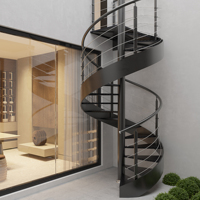Nouvelle conception de garde-corps en câble en acier au carbone brossé antirouille, avec plaque latérale de protection basse, pour escalier en spirale métallique extérieur