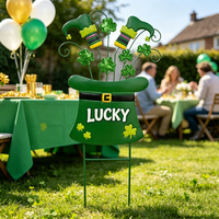 Piquet de jardin en métal résistant aux intempéries, motif trèfle porte-bonheur, pour la Saint-Patrick, décoration extérieure de fête