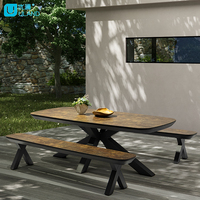 Mobilier de jardin extérieur Table à manger en métal et acier en forme de X Table basse en aluminium pieds meubles de patio chaise