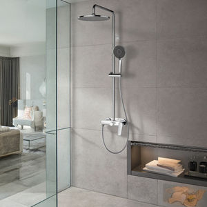 Mitigeur moderne en chrome poli Ensemble de robinets de salle de bains pour bain de pluie et douche 3 fonctions Vaporisateur doux et chaud Ascenseur mural - Product Image 6