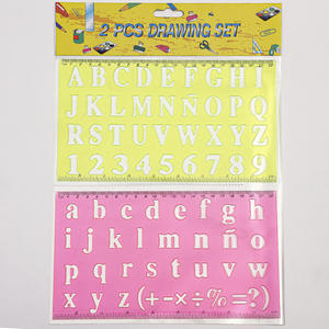 Pochoirs en plastique transparent 2 couleurs pour lettres de l'<span class=keywords><strong>alphabet</strong></span> Règle avec motif Règle de mesure pour enfants - Product Image 4