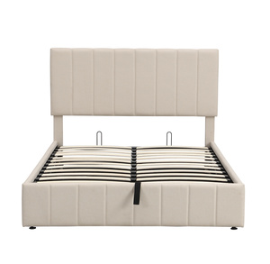 Modern Grey Wooden Platform <b>Double</b> <b>Bed</b> Frame With Lift-Up <b>Storage</b> No Spring Needed Size Base Headboard LP000211AAA Wooden <b>Beds</b> L - Product Image 3