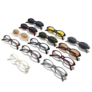 Lunettes de soleil œil de chat ovales rétro léopard en métal avec logo personnalisé, monture fine et verres transparents UV400 pour femmes, collection 2026 - Product Image 4