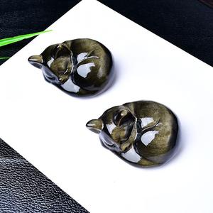 Ornement de chat endormi en obsidienne naturelle <span class=keywords><strong>Petite</strong></span> figurine de chat sculptée en <span class=keywords><strong>pierre</strong></span> pour <span class=keywords><strong>la</strong></span> <span class=keywords><strong>d</strong></span>écoration du salon à <span class=keywords><strong>la</strong></span> maison Cadeau de festival - Product Image 4