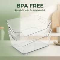 Boîte de rangement pour réfrigérateur transparente sans BPA avec poignée, bac de rangement coulissant pour réfrigérateur