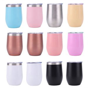Double Wall Stainless Steel 12 oz Vacuum Insulated Eco-Friendly Large Capacity Wine Tumblers <b>Lid</b> Coffee Cocktails Office <b>Cup</b> - Product Image 2