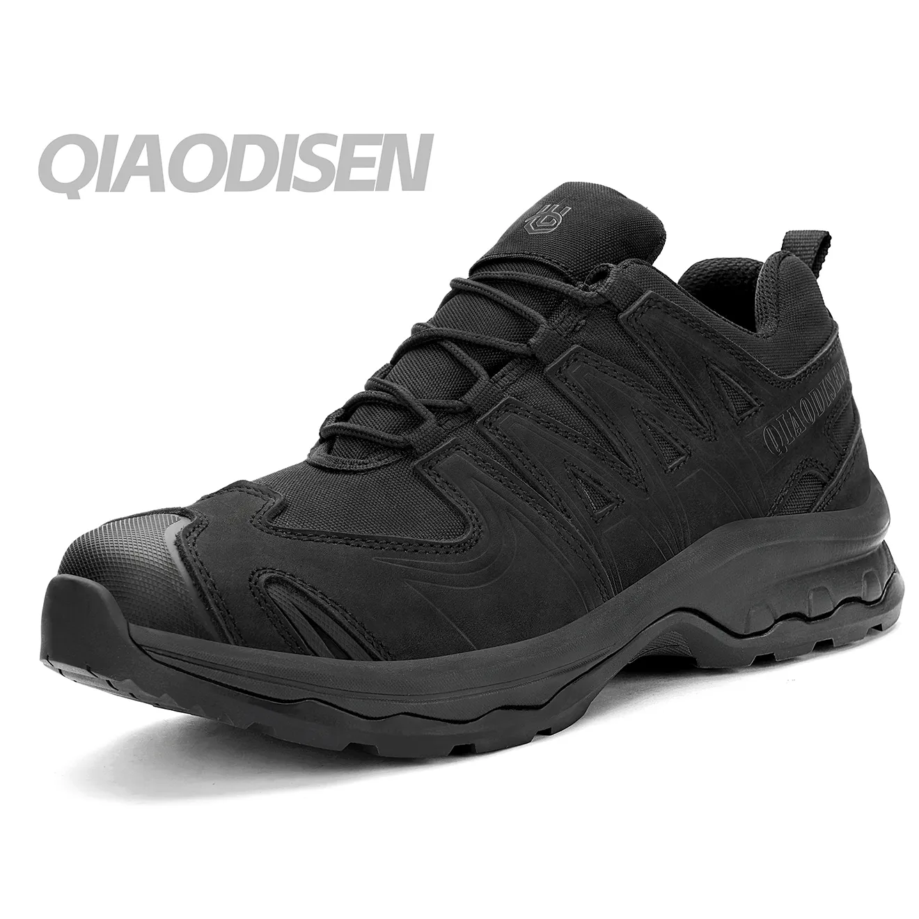 Qiaodisen extérieur léger cheville Combat tactique Botas coupe basse chaussures de sécurité hommes en cuir randonnée noir sécurité bottes tactiques