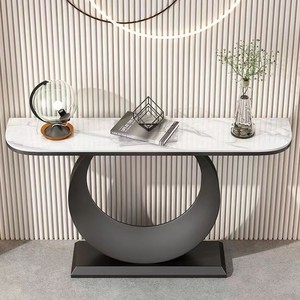 Console d'entrée de style italien léger <span class=keywords><strong>et</strong></span> luxueux, design nordique simple <span class=keywords><strong>et</strong></span> moderne avec plateau en ardoise, design semi-circulaire pour entrée <span class=keywords><strong>et</strong></span> <span class=keywords><strong>couloir</strong></span> - Product Image 3