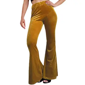 उच्च कमर वाली महिलाओं की मखमली फ्लेयर्ड पैंट और आकार स्लिम फिट फिट स्किनी बेल बॉटम इलास्टिक कमर आकस्मिक लंबी पैंट