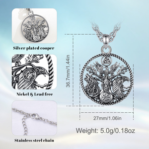 Merryshine Collier Amulette Religieuse en Cuivre Viking, Pendentif Arbre, <span class=keywords><strong>Mythologie</strong></span> <span class=keywords><strong>Nordique</strong></span>, Runes Celtiques, Bijoux - Product Image 5