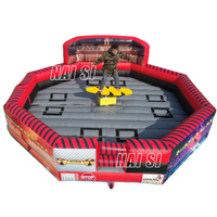 Système de jeux mécaniques multi-attractions 3-en-1 : Machine de rodéo mécanique, jeu Wipeout et simulateur de surf – Jeux de rodéo à vendre