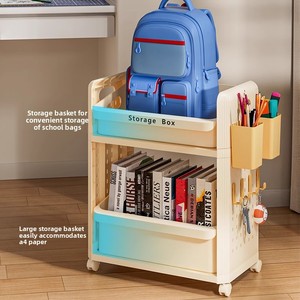 Chariot de rangement multi-niveaux mobile pour cartable, idéal pour dortoir étudiant, sans installation requise - Product Image 4
