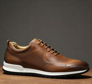 Baskets de luxe en cuir véritable pour hommes, chaussures Oxford classiques confortables à lacets, décontractées, pour l'extérieur, la rue, les voyages, chaussures plates - Product Image 2