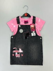 Ropa de Bebé de Gran Venta Colección de Verano para Niñas Pequeñas Conjunto de 2 Piezas Vestido de Manga Corta + Vestido de Mezclilla para Bebés Niñas - Product Image 6