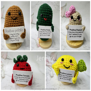 Soporte emocional de ganchillo, cuidado de pepinillos, zanahoria con patata positiva, berenjena, hecho a mano, accesorio de escritorio de verduras saludables - Product Image 6