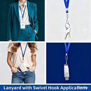 Longe de <span class=keywords><strong>cou</strong></span> en vrac en polyester avec clip et crochet pivotant porte-clés simple pour badges d'identification étiquettes nominatives clés - Product Image 6