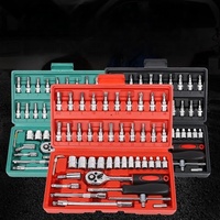 Kit de clés à cliquet 46 pièces avec douilles pour réparation automobile, moto, vélo – Outils de réparation combinés, clé à douille, tournevis