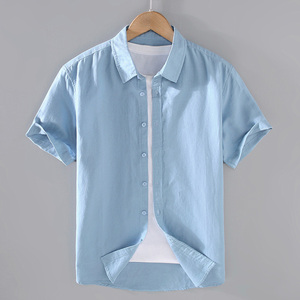 QFZ3026-Nueva camisa de hombre de manga larga, informal, estilo <span class=keywords><strong>japon</strong></span>és, versátil, de color sólido y sencilla - Product Image 3