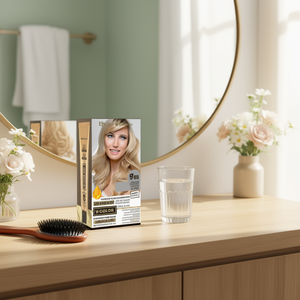 Coloration capillaire permanente Thader Pharma V-Color 703 Blond moyen naturel doré sans ammoniaque, maquillage permanent liquide doré en plastique - Product Image 3