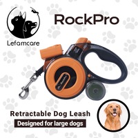 Laisse rétractable multifonctionnelle pour chien avec LED, imperméable et réfléchissante, robuste pour grands chiens jusqu'à 50 kg, utilisation en extérieur