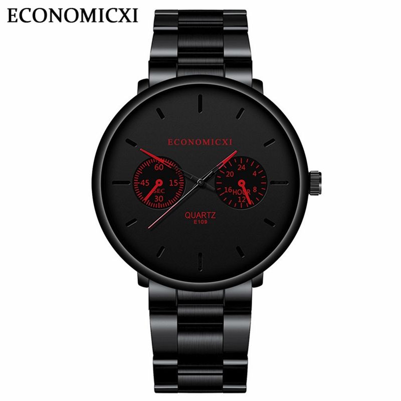 Reloj de cuarzo con movimiento de acero inoxidable para hombre, cronógrafo  con correa de 30M de vida, resistente al agua, estilo Simple, marca