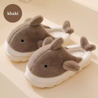 Bleu requin diapositives chaussure intérieur peluche animaux requin pantoufles chaussures plates maison pantoufles animaux en peluche pantoufles