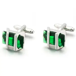 High Quality Green CZ Crystal Men's Sleeve Button Suit Shirt luxury Cuff Links Cufflinks for Fashion Suit Shirt Mens