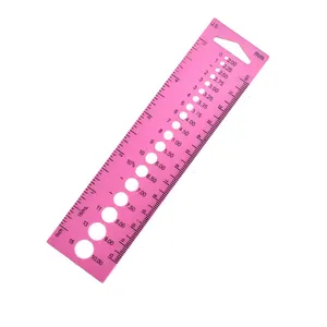 INCH cm Ruler UK US Canada Sizes Plastic Knitting Needle Gauge Circle Geometric Template Ruler Student Measure Tool, Pink