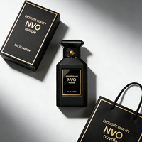 Flacon de parfum de haute qualité, carré, 50 ml, en verre, noir, avec emballage boîte