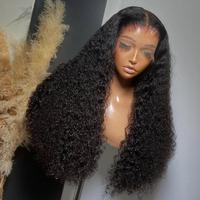 Cabello rizado 13*4 Peluca frontal de encaje transparente Sin cola 9*6 Peluca de cierre de encaje de cabello crudo 13*6 HD 1B Cabello vietnamita negro natural