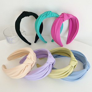 Bandeau noué en tissu pour femmes, bandeau de cheveux de couleur unie de 5.5cm de largeur, accessoires pour cheveux, nouvelle collection - Product Image 1
