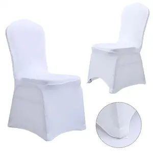 Capa de cadeira de spandex branca para casamento, capa elástica para cadeira de casamento com elástico em poliéster
