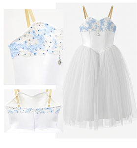Robe de tutu de ballet romantique bleue et blanche, variation Casse-Noisette Fée des Neiges, tenue de scène professionnelle - Product Image 2