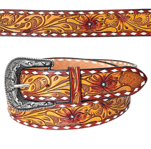 Hecho a mano hermoso diseño Floral en relieve cuero de vaca longitud personalizada herramientas occidentales genuinas para hombres mujeres aleación Vintage - Product Image 5