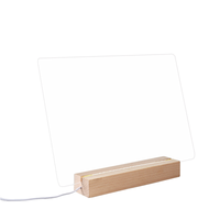 JAYI bureau personnalisé transparent USB acrylique effaçable à sec calendrier quotidien Moments mémo tableau de messages avec support en bois